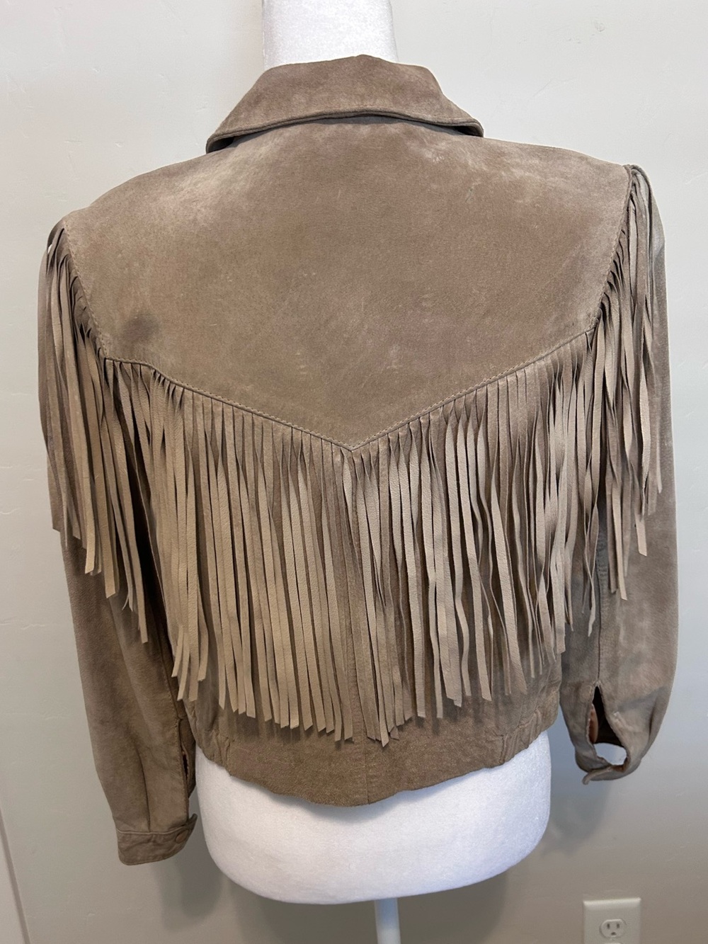 L’Americaine Los Angeles Vintage Tan Pig Suede Leather Fringe Western Jacket - Picture 2 of 14